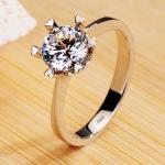 "Never Fade 18K White Gold Solitaire Ring - 2 Carat Zirconia Diamond Wedding Band for Women"