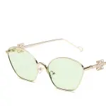 2024 Cat Eye Sunglasses – Small Frame, Metal Design with Chinese Knot Decoration, Trendy for Men and Women.