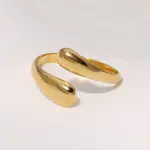 XINYI Stainless Steel Double Ball Beads Rings, Gold Color, Geometric Open Rings for Women.