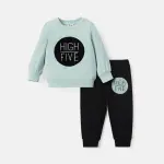 "PatPat 2PCS Baby Letter Print Sweatshirt & Sweatpants Set – Perfect for Daily Wear"