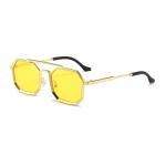 Metal Frame Polygonal Sunglasses – Fashionable Double Bridge Design for Men and Women, Luxury Outdoor Driving Eyewear!