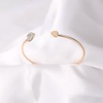 Charm Bracelet Bangles, Love Heart-Shaped Crystal, Double Opening, Fashion Bijoux, Wholesale Accessories.