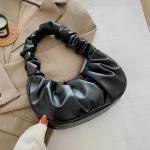 "Fashion Pleated Cloud Bag: PU leather, stylish armpit bag for shopping and casual use."
