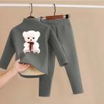 Children's Winter Fleece Cotton Pajama Set, Warm Casual Two-Piece for Kids.