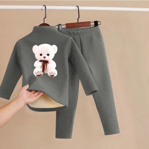 Children's Winter Fleece Cotton Pajama Set, Warm Casual Two-Piece for Kids.