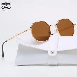 Fashion Retro Metal Octagon Sunglasses – Vintage Luxury Polygon Frames for Men and Women.
