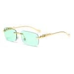 New Rimless Rectangle Leopard Head Sunglasses – Vintage Metal Frameless Tinted Shades for Men and Women.