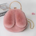 Cute Winter Faux Fur Crossbody Bag – Plush Rabbit Ear Shoulder Bag for Women