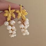 French Vintage Pearl Grape Tassel Earrings – Creative Luxury Fruit Design for Women, Elegant Fairy Style Jewelry.