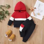 PatPat 2PC Baby Color Block Hoodie & Pants Set – Soft & Comfortable.