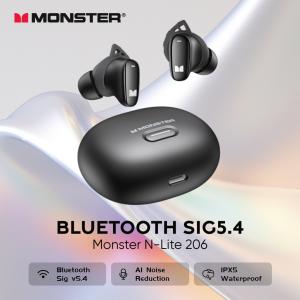 Monster N-Lite 206 True Wireless Earbuds – Noise-canceling, Bluetooth, secure fit, and built-in mic. Perfect for active lifestyles!