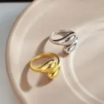XINYI Stainless Steel Double Ball Beads Rings, Gold Color, Geometric Open Rings for Women.