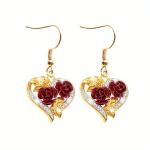 3pcs Elegant Rose Jewelry Set - Sparkling Rhinestones, Perfect for Birthdays, Anniversaries & Parties.