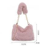 Fashion Women Fluffy Shoulder Bag – Soft Plush Winter Chain Handle, Solid Color Handbag
