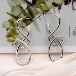 Vintage Metal Dangle Earrings, Irregular Geometric Punk Drop Jewelry.