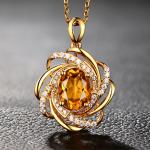 Zircon Flower Spiral Necklace – Stainless Steel, Elegant Crystal Design, Perfect Gift for Women.