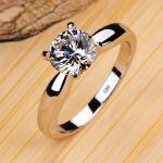 "Never Fade 18K White Gold Solitaire Ring - 2 Carat Zirconia Diamond Wedding Band for Women"