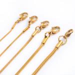 "Stainless Steel Square Snake Chain Necklace – Gold Color, 0.9-2.4mm, for Men & Women"