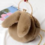 Cute Winter Faux Fur Crossbody Bag – Plush Rabbit Ear Shoulder Bag for Women