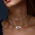 "Women's Lucky Beaded Zircon Choker Necklace – Gold Color Geometry Style, 2024 High-Quality Jewelry"