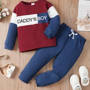 Winter Newborn Baby Boy Long Sleeve Knitted Waffle Letter Top – Soft & Casual.
