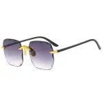 Stylish Square Rimless Sunglasses – Fashionable gradient mirror lenses for a chic, frameless look. Designer sunglasses for women.