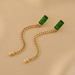 Korean Green Crystal Drop Earrings