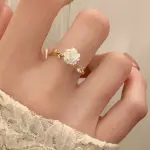 "New Trend Luxury Gold-Plated Stainless Steel Rose Ring for Women – Fashion Aesthetic Jewelry"