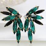 Green Water Drop CZ Earrings: Elegant cubic zirconia earrings, perfect for weddings and luxury events.