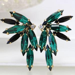 Green Water Drop CZ Earrings: Elegant cubic zirconia earrings, perfect for weddings and luxury events.