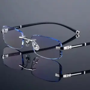 New Cut Edge Frameless Presbyopic Glasses – HD Anti-Blue Light, Anti-Fatigue, Clear Vision for Men (+1.0 to +4.0).