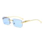 New Rimless Rectangle Leopard Head Sunglasses – Vintage Metal Frameless Tinted Shades for Men and Women.