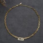 "Women's Lucky Beaded Zircon Choker Necklace – Gold Color Geometry Style, 2024 High-Quality Jewelry"