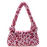 Fashion Women Cow Print Mini Shoulder Bag – Plush Winter Underarm Bag, Leopard Zebra Pattern