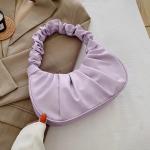 "Fashion Pleated Cloud Bag: PU leather, stylish armpit bag for shopping and casual use."