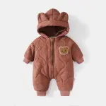 2024 Winter Baby Clothing Fur Lined Toddler Rompers, Cartoon Bear Infant Jumpsuit, Warm Thick Newborn Overalls.