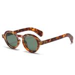 SO&EI Retro Round Polarized Sunglasses, UV400, Rivet Decoration, Leopard Design.