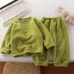 Kids Fleece Pajamas Set – Warm, Soft, Cartoon O-neck Pullover for Boys and Girls.