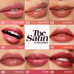 O.TWO.O Lipstick: Moisturizing, lightweight, non-sticky, and high-shine with a vibrant red tint.