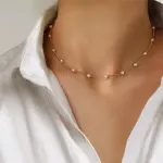 New Beads Women's Kpop Pearl Choker Necklace, Gold Color Goth Pendant Collar 2024.