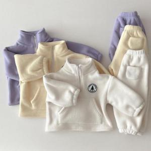 Baby Clothing Set – Plush High Collar Top & Cotton Pants.