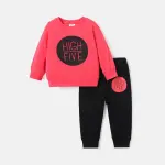 "PatPat 2PCS Baby Letter Print Sweatshirt & Sweatpants Set – Perfect for Daily Wear"