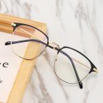 2021 Fashion Unisex Square Eyeglasses – Metal Frame, Stylish Black Eyebrow Design, Perfect for Parties and Everyday Wear!