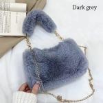 Fashion Women Fluffy Shoulder Bag – Soft Plush Winter Chain Handle, Solid Color Handbag