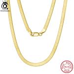 ORSA JEWELS 925 Sterling Silver 3mm Gold Herringbone Snake Chain Necklace for Women.