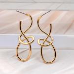 Vintage Metal Dangle Earrings, Irregular Geometric Punk Drop Jewelry.