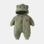 2024 Winter Baby Clothing Fur Lined Toddler Rompers, Cartoon Bear Infant Jumpsuit, Warm Thick Newborn Overalls.