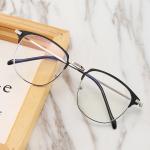 2021 Fashion Unisex Square Eyeglasses – Metal Frame, Stylish Black Eyebrow Design, Perfect for Parties and Everyday Wear!