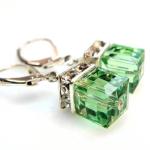 Green Water Drop CZ Earrings: Elegant cubic zirconia earrings, perfect for weddings and luxury events.