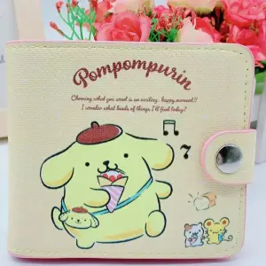 Hello Kitty, Cinnamoroll, My Melody, Kuromi, PU Casual Wallet with Buttons.